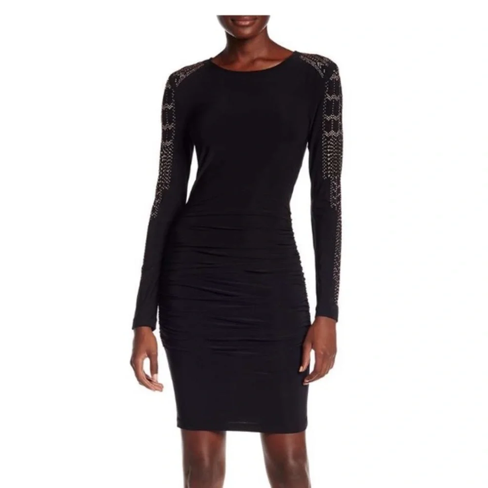 Marina Cocktail Dress with gold jeweled sleeves SM